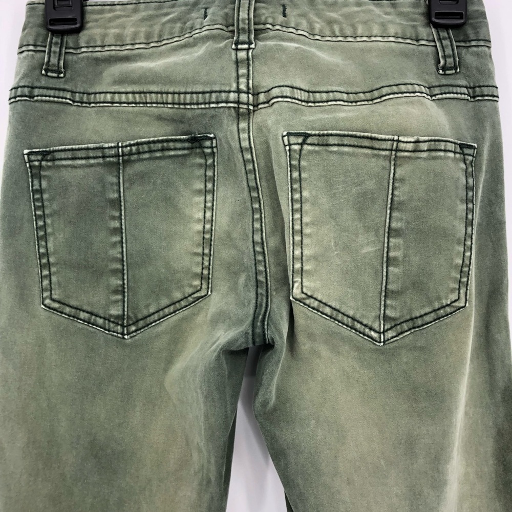 Free People green sueded sateen zipper back skinny jeans, 00/24 - Picture 7 of 16